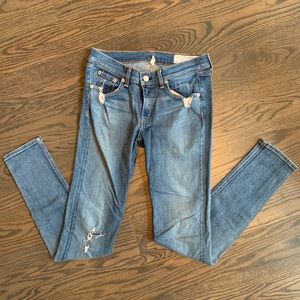 Rag & Bone mid-rise, skinny denim.